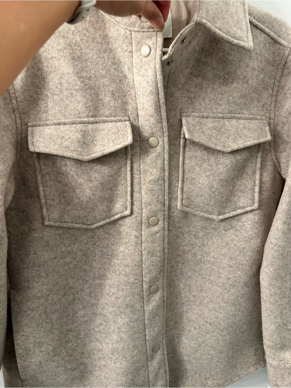 NWOT H&M oversized heathered oatmeal shacket women size xs - Picture 5 of 7